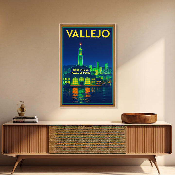 Vallejo Travel Poster, Canvas Print, Cyberpunk Style City Art, Vallejo City Art, Retro Travel Print, Gift For Travelers, Travel Wall Decor