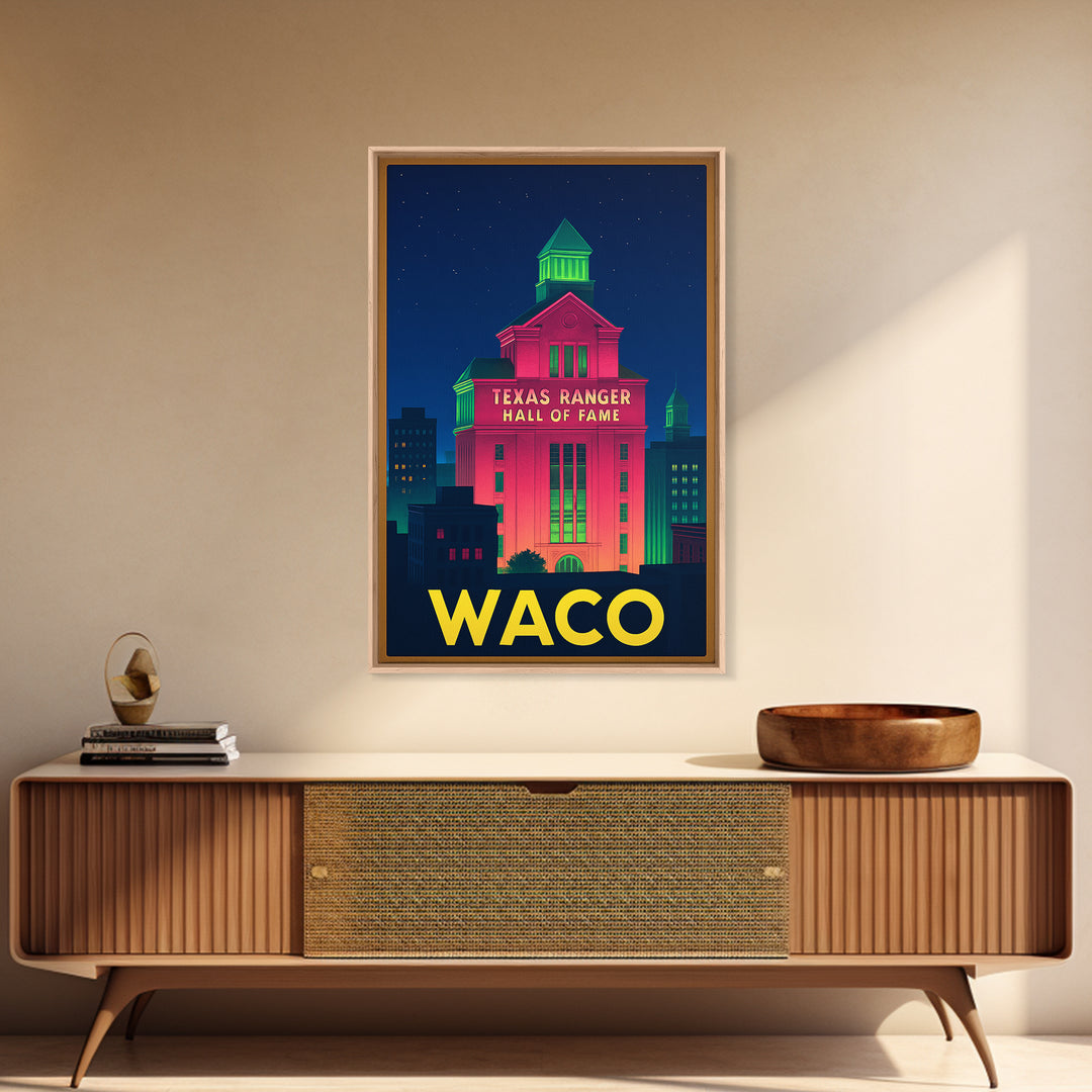 Waco Texas Travel Poster, Canvas Print, Cyberpunk Style City Art, Waco Travel Art, Travel Wall Art, City Art Print, Home Office Decor