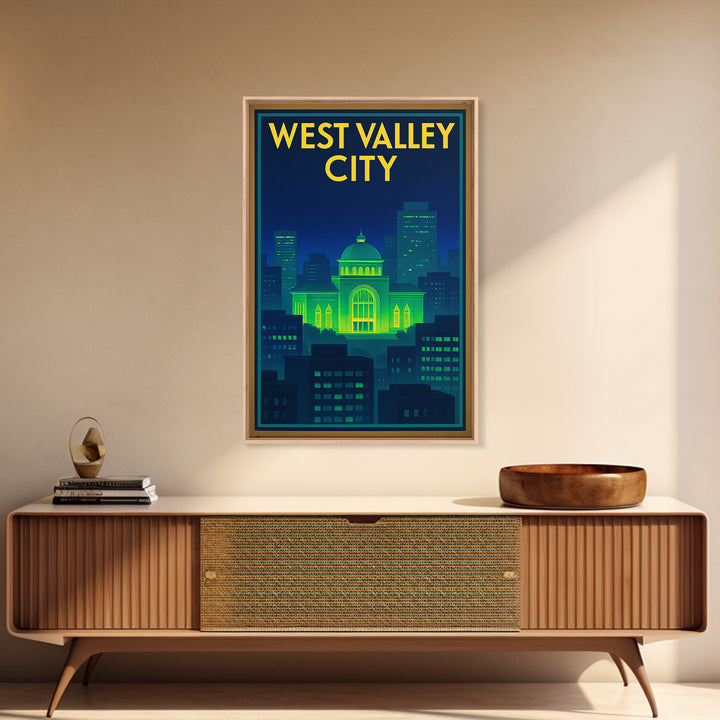 West Valley City Travel Poster, Canvas Print, Cyberpunk Style City Art, West Valley City City Art, Travel Poster Set, Eclectic Wall Decor