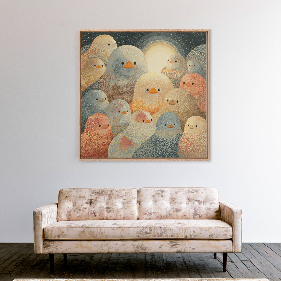 Ducklings Following a Mother Duck Canvas Print, Nursery Art, Playroom Wall Decor, Nursery Decor, Nursery, Modern Decor, NUR-1x1-14