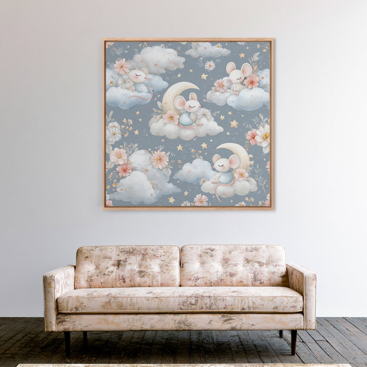 Ballet Mouse in Storybook Style Canvas Print, Nursery Art, Wall Hangings, Nursery Decor, Nursery, Digital Download Art, NUR-1x1-20