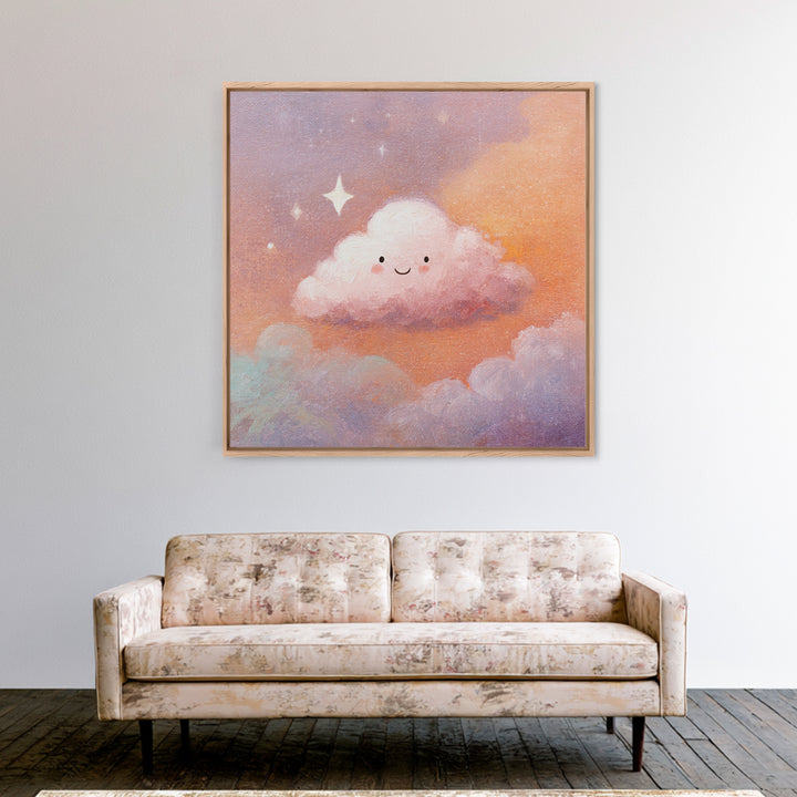 Moon and Stars Framed Canvas Print, Nursery Art, Dinosaur Wall Art, Nursery Decor, Oil Painting, Nursery, Room Decor, NUR-1x1-51