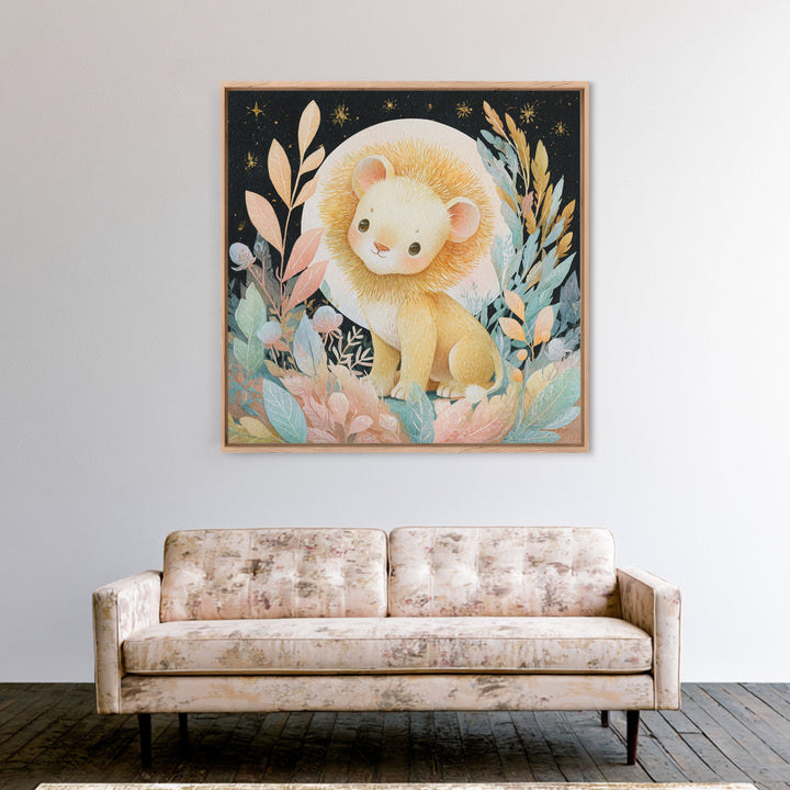 Lion Cub with Soft Golden Mane Canvas Print, Nursery Art, Woodland Nursery Art, Nursery Decor, Fine Art, Nursery, NUR-1x1-9