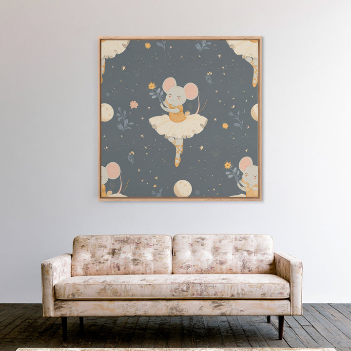 Ballet Mouse in Storybook Style Canvas Print, Nursery Art, Kids Room Art, Nursery Decor, Fine Art, Nursery, Textured Painting, NUR-1x1-92