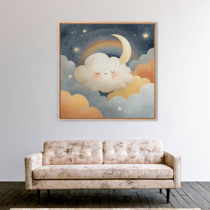 Moon and Stars Canvas Print, Nursery Art, Wall Art, Nursery Decor, Fine Art, Nursery, Nursery Prints, Playroom Decor, NUR-1x1-99