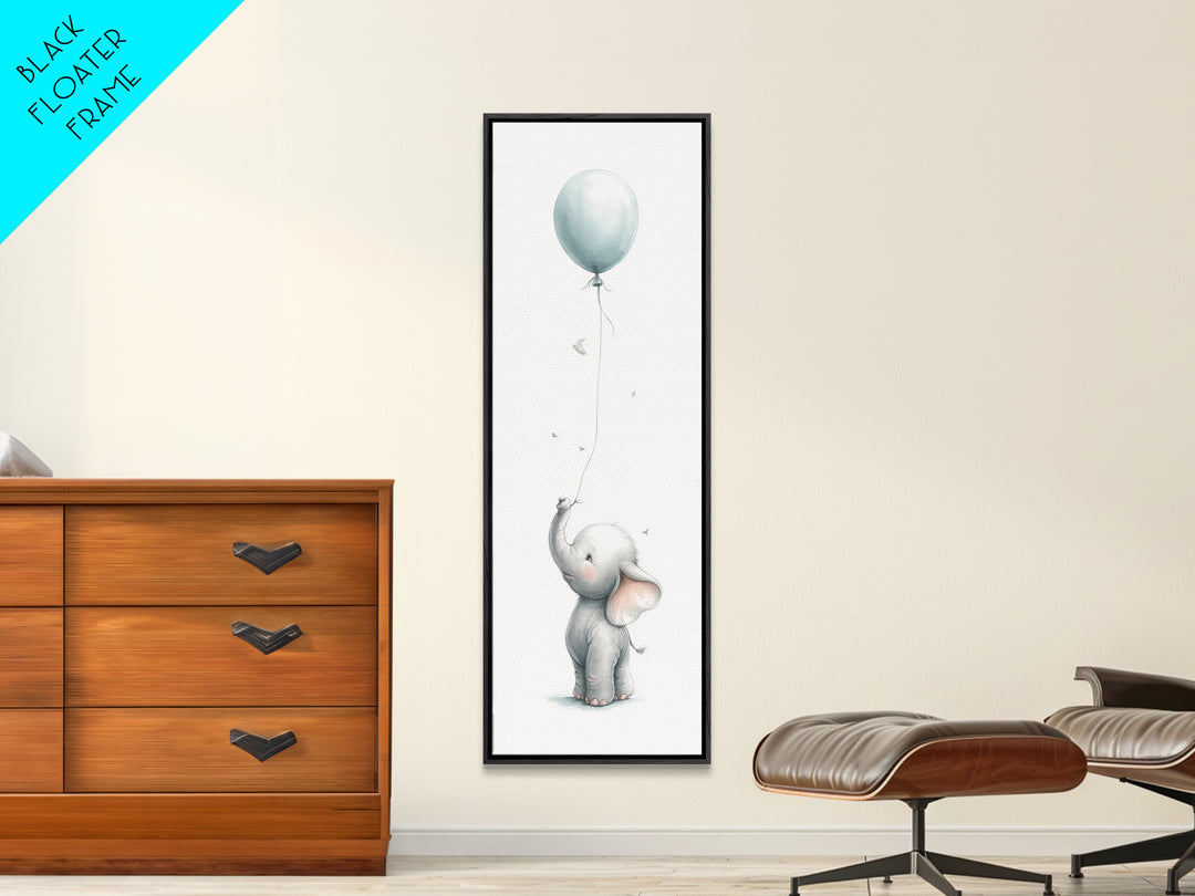 Sleepy Baby Elephant Holding a Tiny Balloon Canvas Print, Nursery Art, Fine Art Print, Nursery Decor, Fine Art, Nursery, NUR-1x3-13