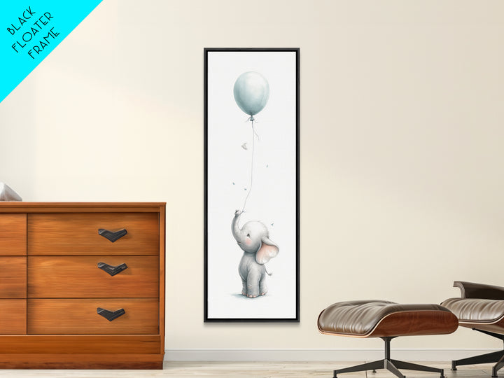 Sleepy Baby Elephant Holding a Tiny Balloon Canvas Print, Nursery Art, Fine Art Print, Nursery Decor, Fine Art, Nursery, NUR-1x3-13