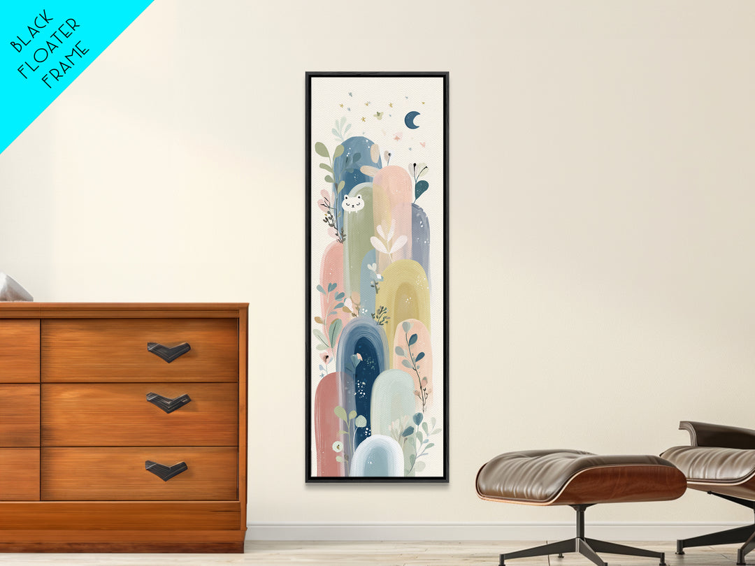 Rainbow Arch with Muted Nursery Colors Framed Canvas Print, Nursery Art, Art Print, Nursery Decor, Fine Art, Nursery, NUR-1x3-19