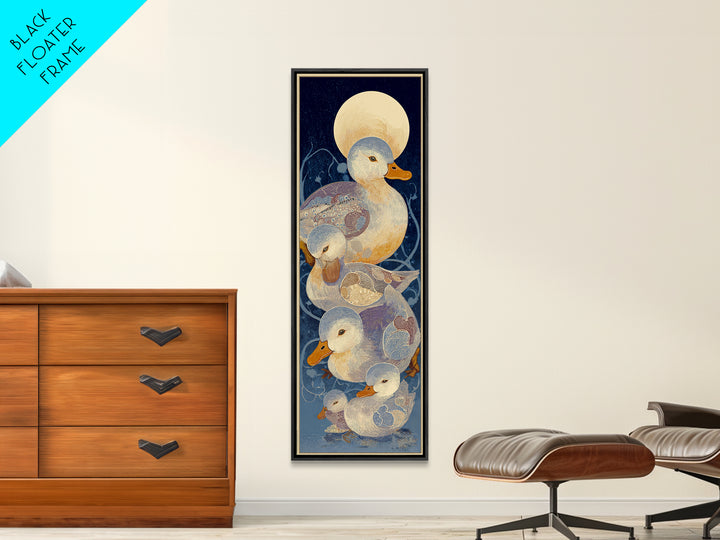 Ducklings Following a Mother Duck Canvas Print, Nursery Art, Playroom Wall Art, Nursery Decor, Nursery, Statement Artwork, NUR-1x3-2