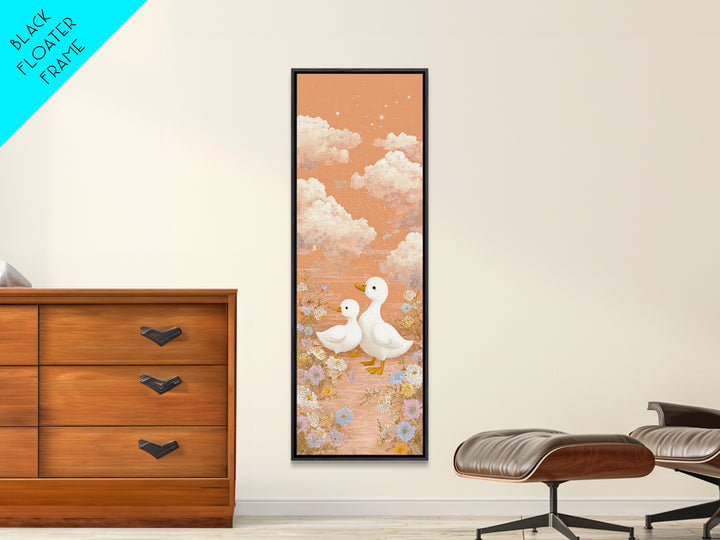 Ducklings Following a Mother Duck Canvas Print, Nursery Art, Playroom Wall Art, Nursery Decor, Nursery, Statement Artwork, NUR-1x3-26