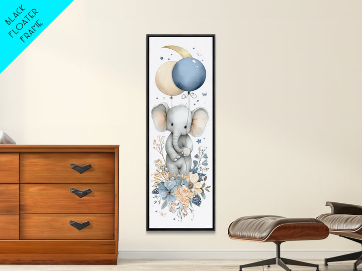 Sleepy Baby Elephant Holding a Tiny Balloon Canvas Print, Nursery Art, Fine Art Print, Nursery Decor, Fine Art, Nursery, NUR-1x3-37