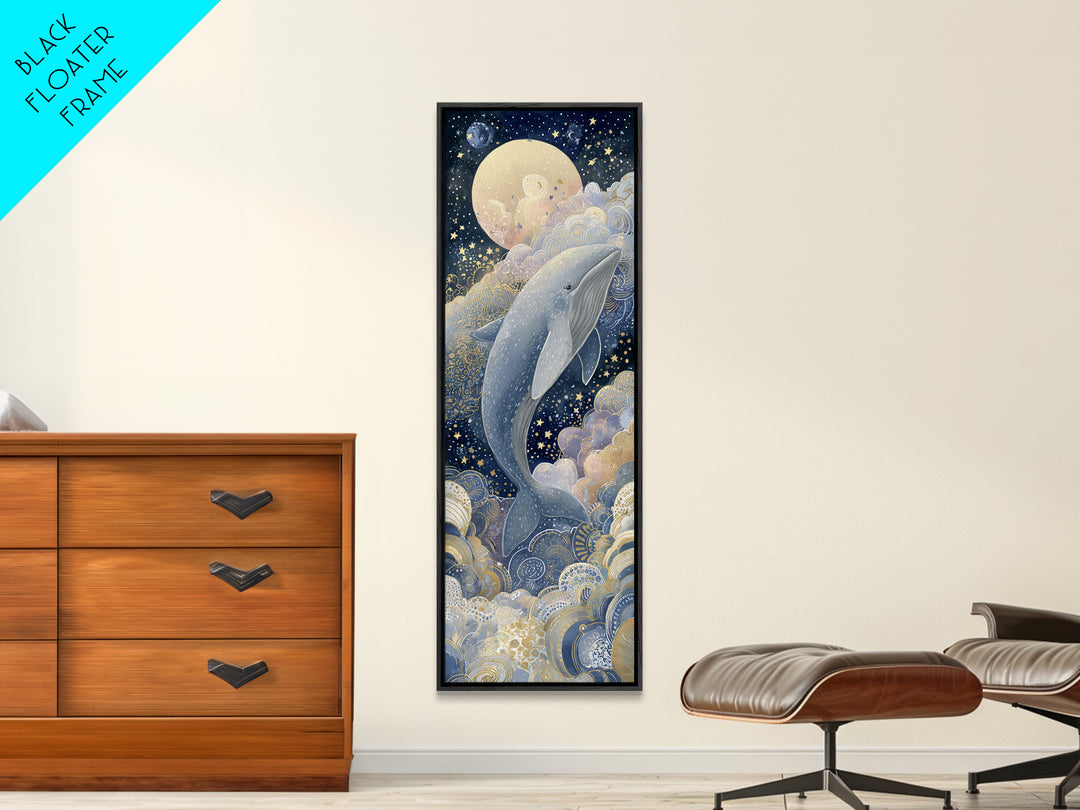 Whale and Tiny Stars Canvas Print, Nursery Art, Nursery Wall Decor, Nursery Decor, Fine Art, Nursery, Playroom Wall Art, NUR-1x3-68