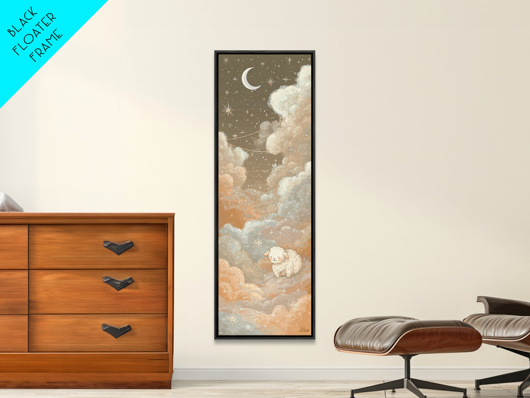 Little Lamb under a Starry Sky Canvas Print, Nursery Art, Contemporary Art, Nursery Decor, Fine Art, Nursery, Nursery Prints, NUR-1x3-7