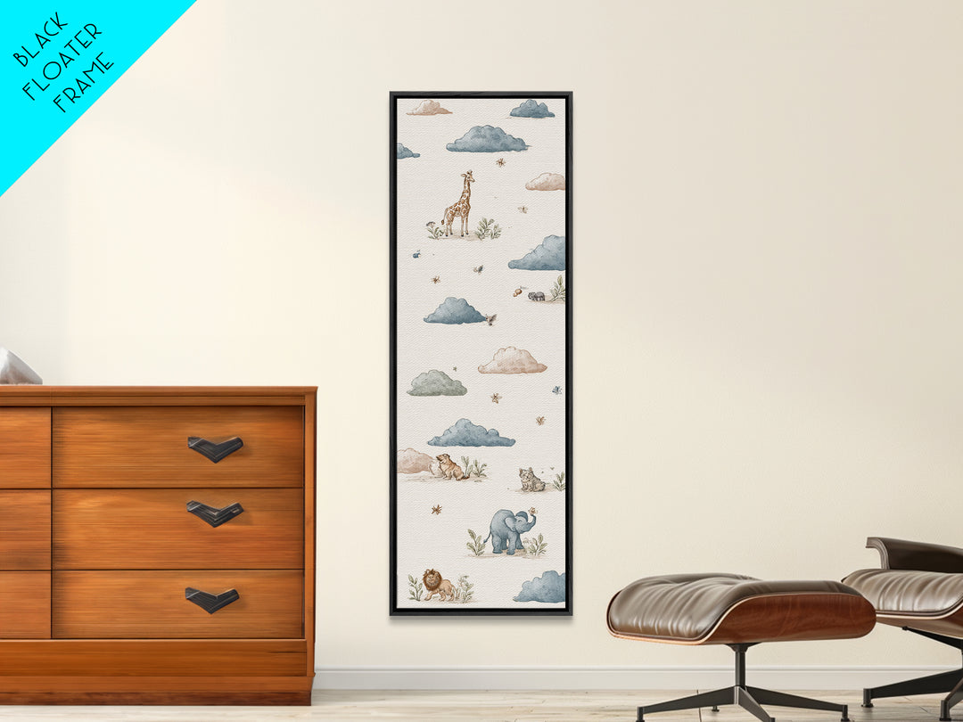 Pastel Jungle Animals Canvas Print, Nursery Art, Whimsical Wall Art, Nursery Decor, Fine Art, Nursery, Minimalist Decor, NUR-1x3-78