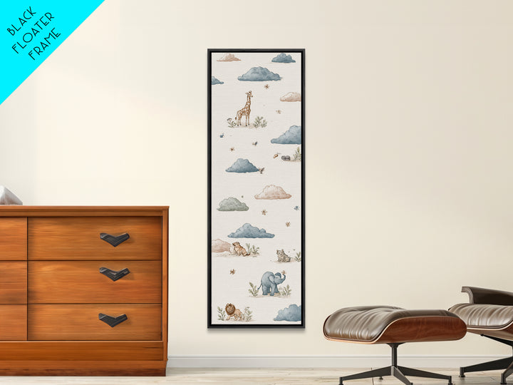 Pastel Jungle Animals Canvas Print, Nursery Art, Whimsical Wall Art, Nursery Decor, Fine Art, Nursery, Minimalist Decor, NUR-1x3-78