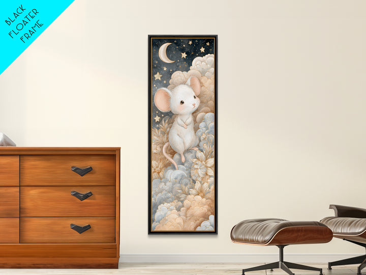 Ballet Mouse in Storybook Style Framed Canvas Print, Nursery Art, Fine Art Print, Nursery Decor, Fine Art, Nursery, Digital Art, NUR-1x3-8