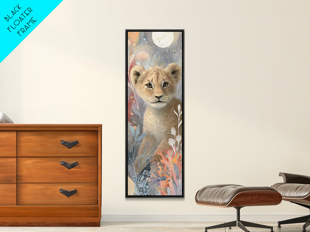 Lion Cub with Soft Golden Mane Canvas Print, Nursery Art, Minimalist Decor, Nursery Decor, Nursery, Nursery Wall Decor, NUR-1x3-93