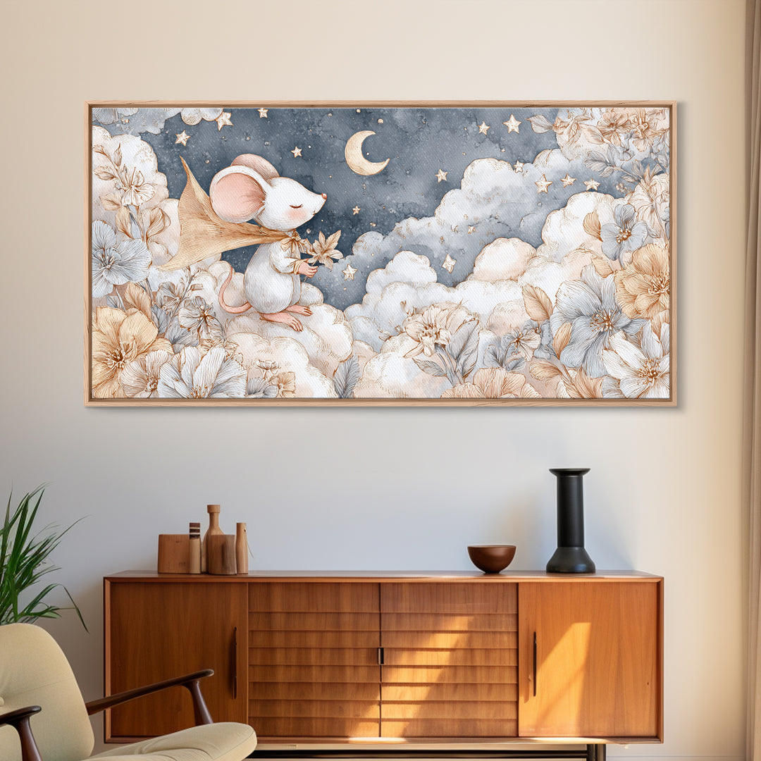 Ballet Mouse in Storybook Style Canvas Print, Nursery Art, Nursery Wall Art, Nursery Decor, Fine Art, Nursery, Woodland Nursery, NUR-2x1-64