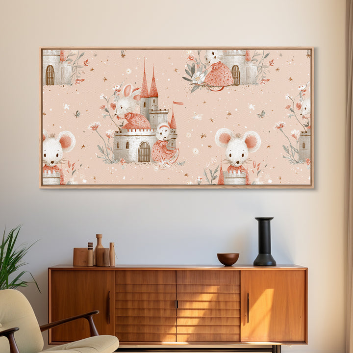 Ballet Mouse in Storybook Style Framed Canvas Print, Nursery Art, Nursery Prints, Nursery Decor, Nursery, Kids Wall Decor, NUR-2x1-88