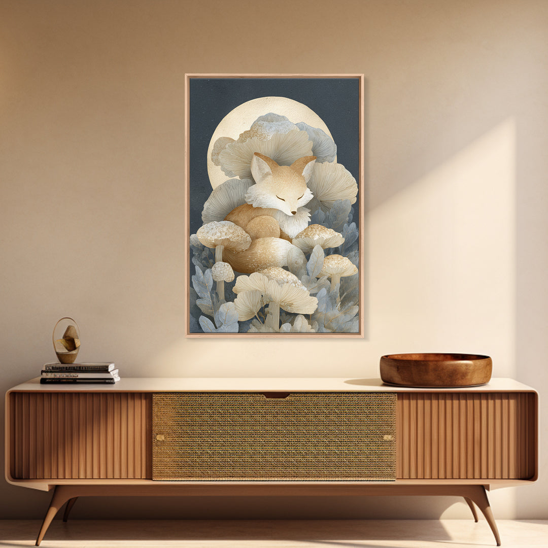Woodland Fox Tucked Framed Canvas Print, Nursery Art, Minimalist Decor, Nursery Decor, Oil Painting, Nursery, NUR-2x3-12