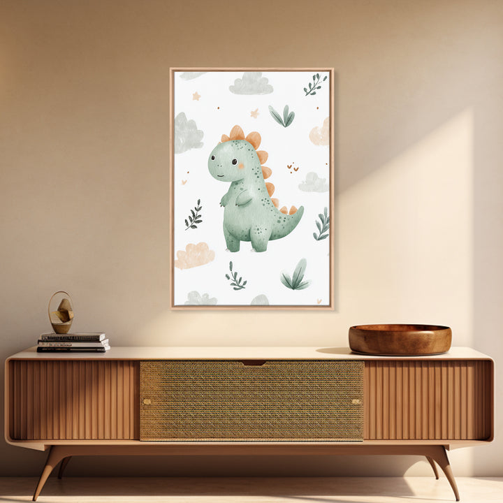 Tiny Dinosaur with Friendly Expression Canvas Print, Nursery Art, Luxury Decor, Nursery Decor, Nursery, Nursery Wall Art, NUR-2x3-23