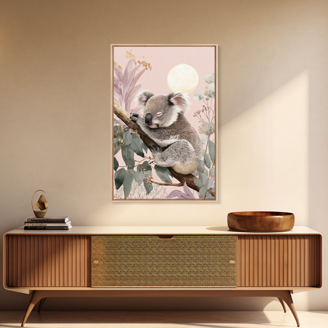 Sleeping Koala on Eucalyptus Branch Canvas Print, Nursery Art, Wall Hangings, Nursery Decor, Oil Painting, Nursery, NUR-2x3-45