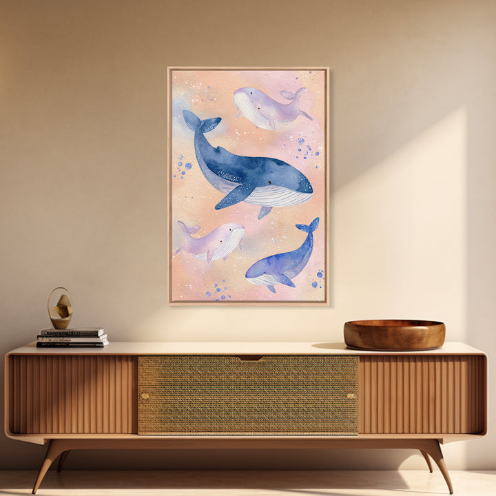 Whale and Tiny Stars Framed Canvas Print, Nursery Art, Room Decor, Nursery Decor, Nursery, Printable Art, Wall Art Print, NUR-2x3-64