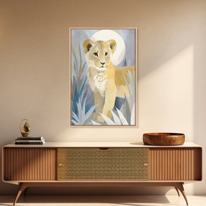 Lion Cub with Soft Golden Mane Canvas Print, Nursery Art, Wall Art Print, Nursery Decor, Fine Art, Nursery, Baby Girl Nursery, NUR-2x3-65