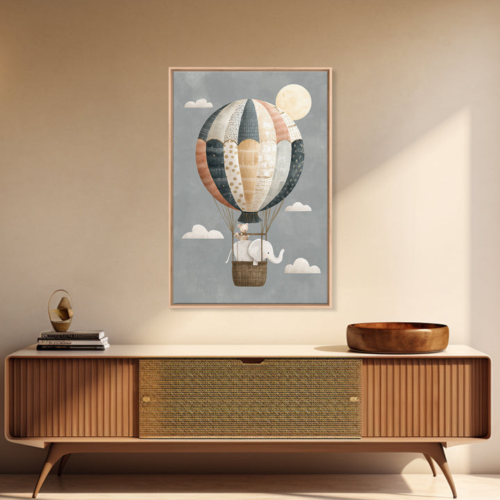 Floating Hot Air Balloon Framed Canvas Print, Nursery Art, Printable Art, Nursery Decor, Fine Art, Nursery, Watercolor Print, NUR-2x3-68