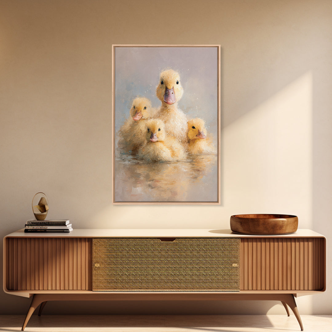 Ducklings Following a Mother Duck Canvas Print, Nursery Art, Art Print, Nursery Decor, Fine Art, Nursery 470, Wall Art Set of, NUR-2x3-70