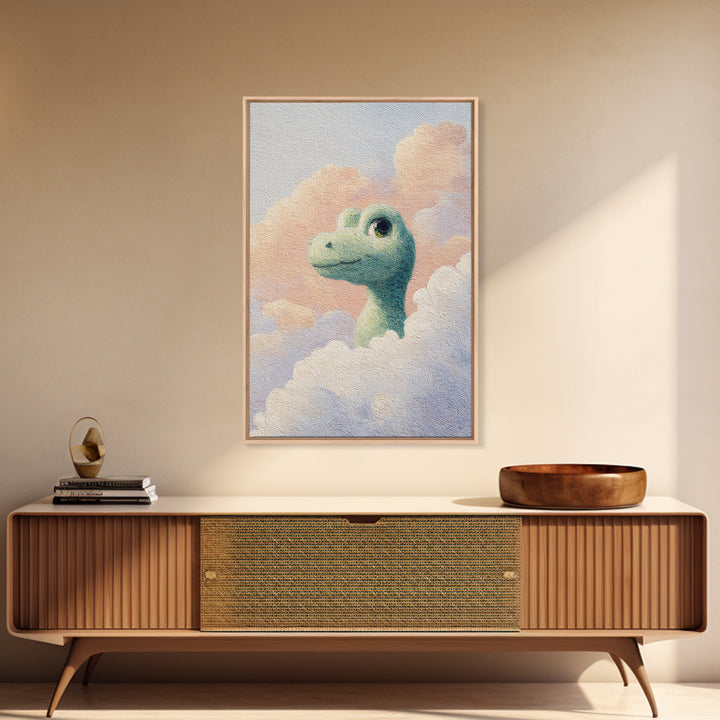 Tiny Dinosaur with Friendly Expression Canvas Print, Nursery Art, Digital Download Art, Nursery Decor, Oil Painting, Nursery, NUR-2x3-95