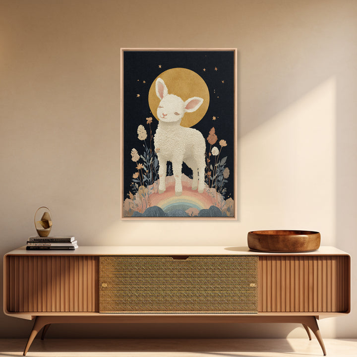 Little Lamb under a Starry Sky Canvas Print, Nursery Art, Nursery Prints, Nursery Decor, Fine Art, Nursery, Kids Wall Decor, NUR-2x3-99