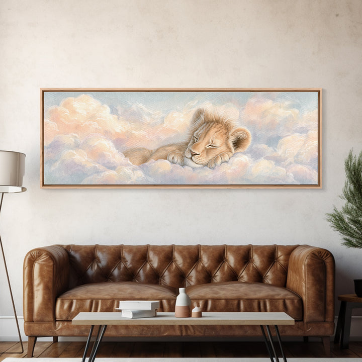 Lion Cub with Soft Golden Mane Canvas Print, Nursery Art, Woodland Nursery, Nursery Decor, Abstract Art, Nursery, Gallery Decor, NUR-3x1-25
