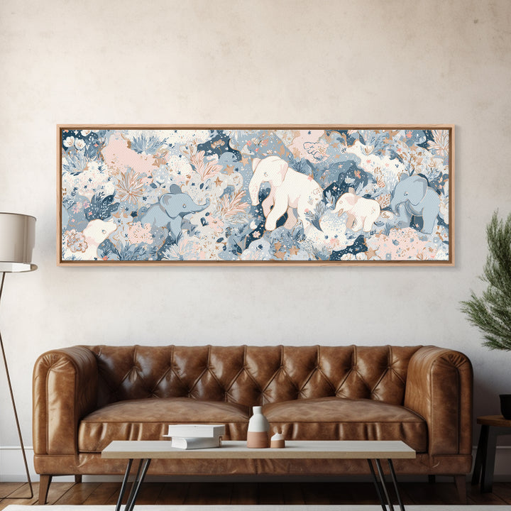 Pastel Jungle Animals Canvas Print, Nursery Art, Nursery Wall Art, Nursery Decor, Abstract Art, Nursery, Woodland Nursery, NUR-3x1-34