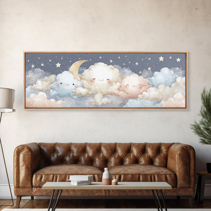 Moon and Stars Canvas Print, Nursery Art, Room Decor, Nursery Decor, Fine Art, Nursery, Printable Art, Wall Art Print, NUR-3x1-91