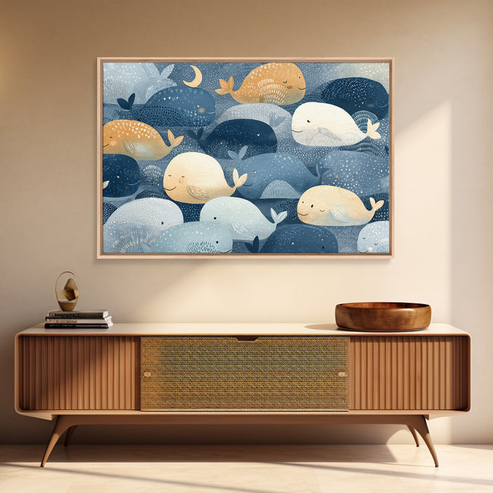 Whale and Tiny Stars Canvas Print, Nursery Art, Nursery Prints, Nursery Decor, Nursery, Kids Wall Decor, Kids Room Wall Art, NUR-3x2-12