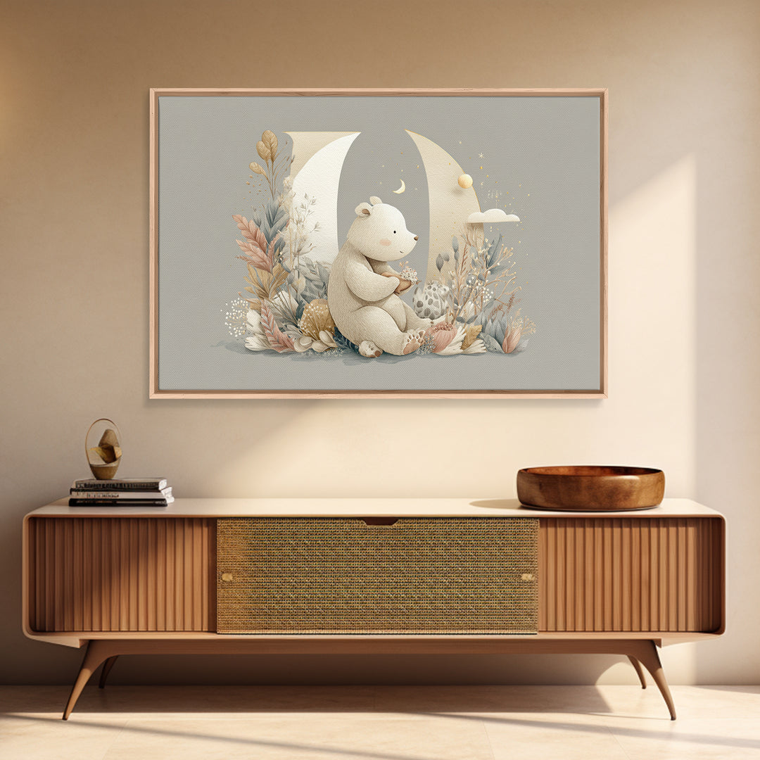 Animal Alphabet Scene Without Readable Letters Framed Canvas Print, Nursery Art, Nursery, Nursery Decor, Fine Art, Nursery, NUR-3x2-15