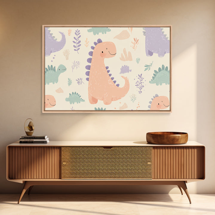 Tiny Dinosaur with Friendly Expression Canvas Print, Nursery Art, Textured Painting, Nursery Decor, Watercolor Art, Nursery, NUR-3x2-67
