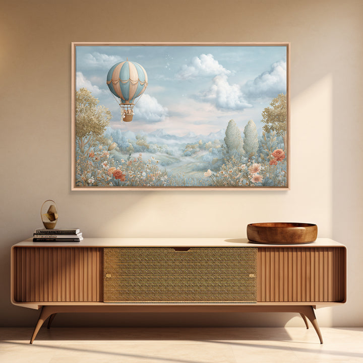 Floating Hot Air Balloon Canvas Print, Nursery Art, Boho Decor, Nursery Decor, Nursery, Wall Hangings, Nursery Wall Art, NUR-3x2-88