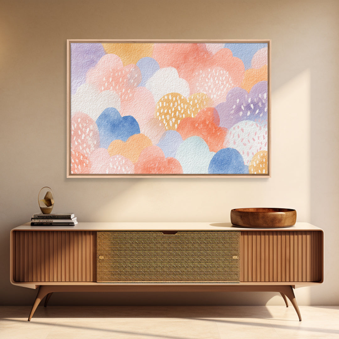 Clouds and Raindrops Canvas Print, Nursery Art, Playroom Wall Decor, Nursery Decor, Nursery, Modern Decor, Fine Art Print, NUR-3x2-98