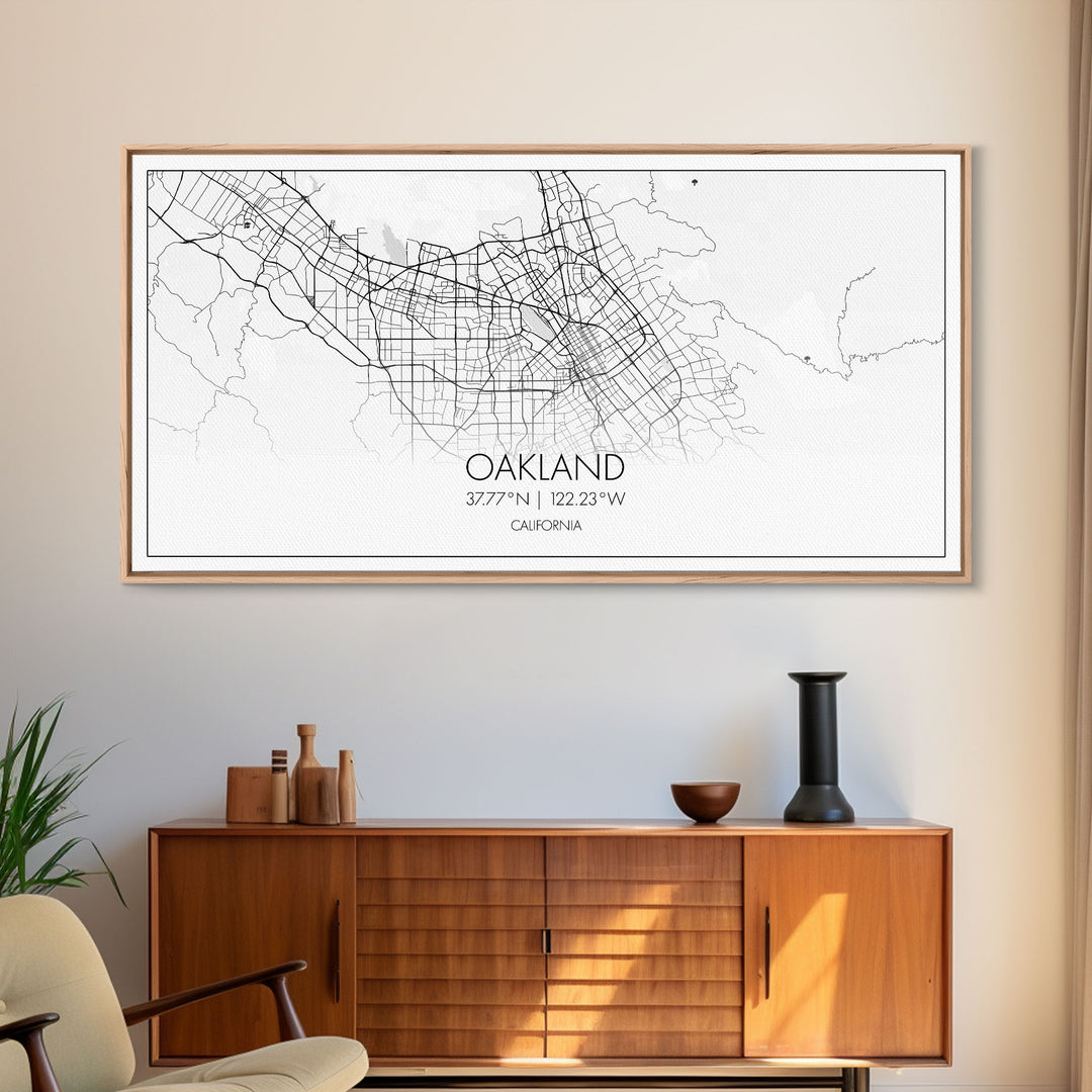Oakland City Map, California Art, Map Print, Minimalist Wall Art, Wall Art, Canvas Art, Teen Room Art, Dorm Room Art, Graduation Gift