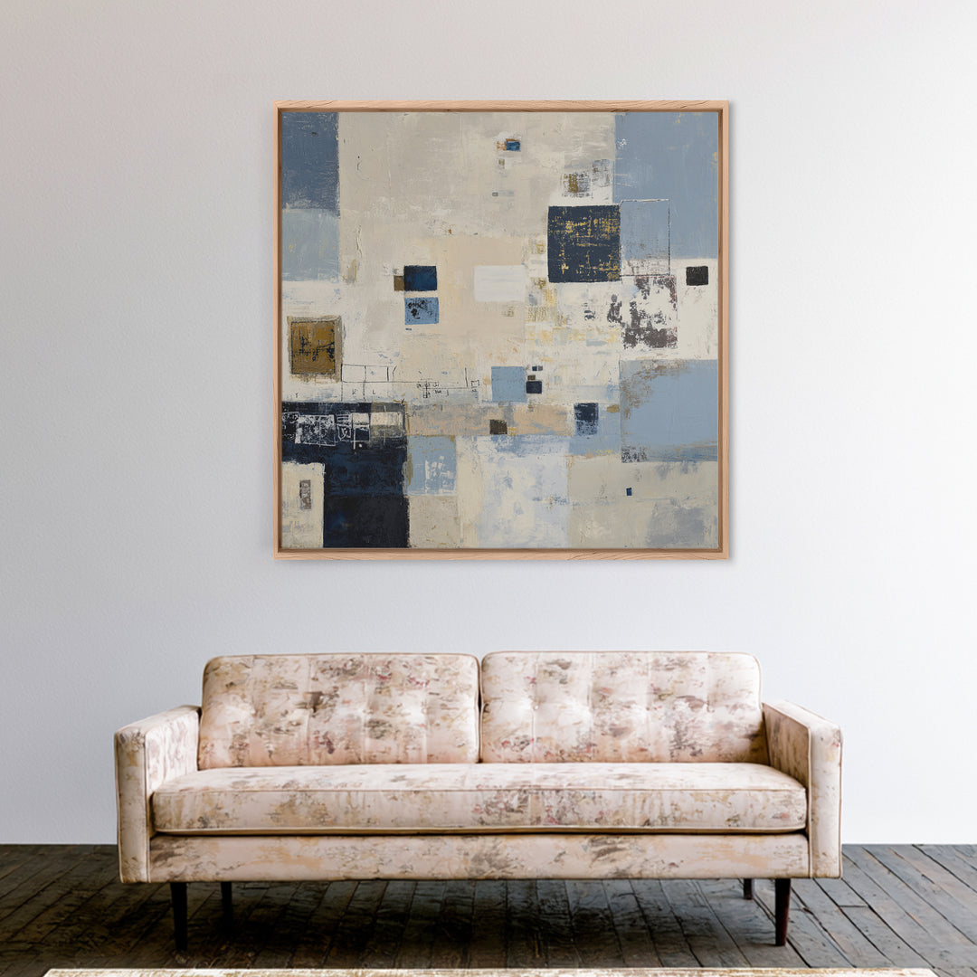 Clean Abstract Geometry Framed Canvas Print, Office Art, Bedroom Wall Art, Office Decor, Abstract Art, Focus, Room Decor, OFF-1x1-1