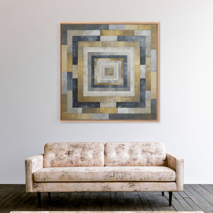 Geometric Labyrinth Pattern Canvas Print, Office Art, Wall Prints, Office Decor, Abstract Art, Focus, Cubicle Decor, OFF-1x1-18