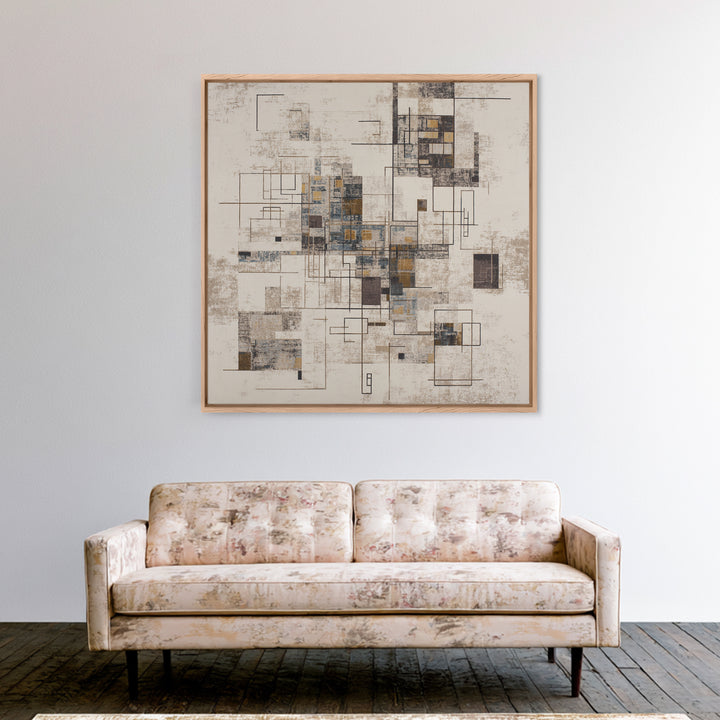 Architectural Line Drawing Framed Canvas Print, Office Art, Abstract Art, Office Decor, Fine Art, Focus, Downloadable Prints, OFF-1x1-27