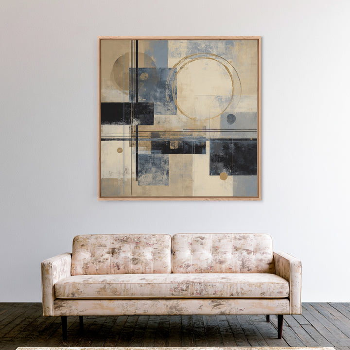 Gold Circle and Line Composition for Clarity Framed Canvas Print, Office Art, Gallery Decor, Office Decor, Fine Art, Focus, OFF-1x1-32