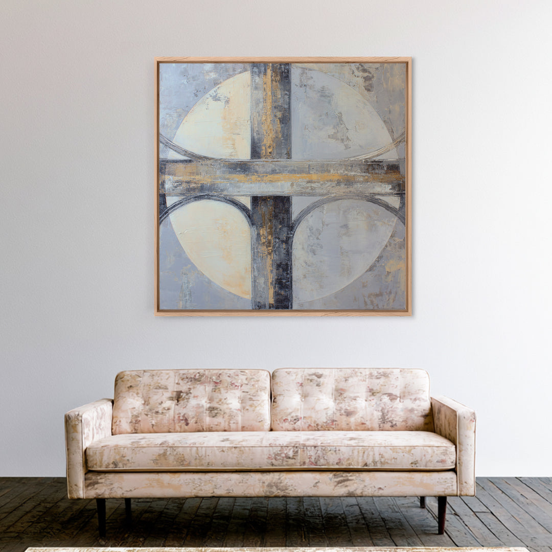 Monochrome Bridge Structure Framed Canvas Print, Office Art, Canvas Print, Office Decor, Abstract Art, Focus, Art Print, OFF-1x1-34