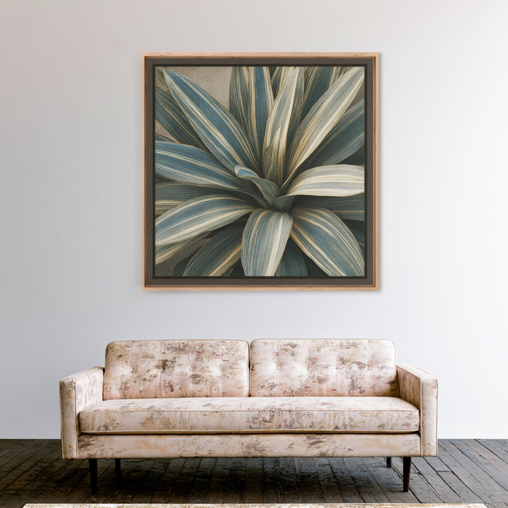 Desk Plant Botanical Closeup Framed Canvas Print, Office Art, Ai Art, Office Decor, Watercolor Art, Focus, Trendy Wall Art, OFF-1x1-64