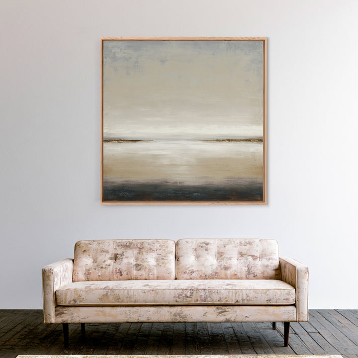 Dignified Neutral Landscape Framed Canvas Print, Office Art, Digital Wall Art, Office Decor, Oil Painting, Focus, OFF-1x1-7