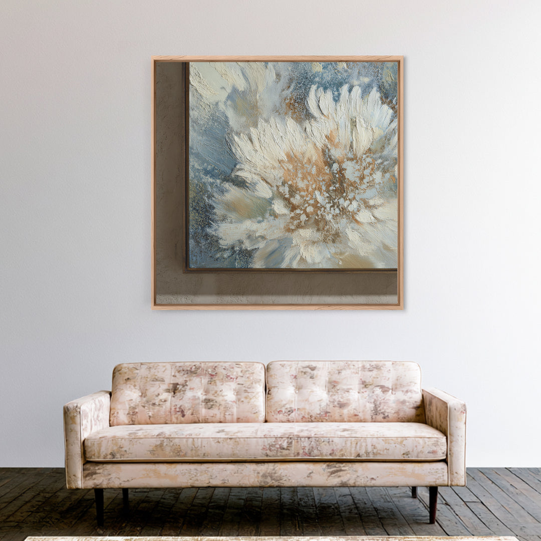 Desk Plant Botanical Closeup Framed Canvas Print, Office Art, Textured Painting, Office Decor, Oil Painting, Focus, Printables, OFF-1x1-88