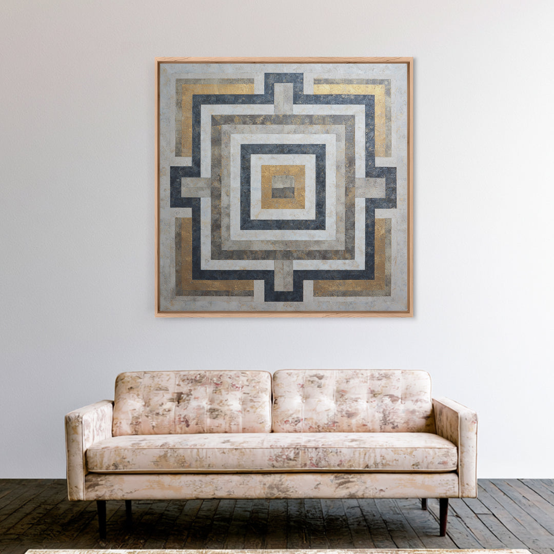 Geometric Labyrinth Pattern Canvas Print, Office Art, Downloadable Prints, Office Decor, Fine Art, Focus, Textured Painting, OFF-1x1-90